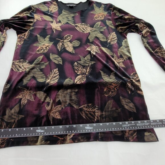 VTG Impressions Top Women's L Purple Eggplant Green Leaves Tunic Long Sleeve - Picture 9 of 13